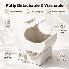 Semi-Automatic Self-Sifting Cat Litter Box – Easy Clean, No Electricity Needed