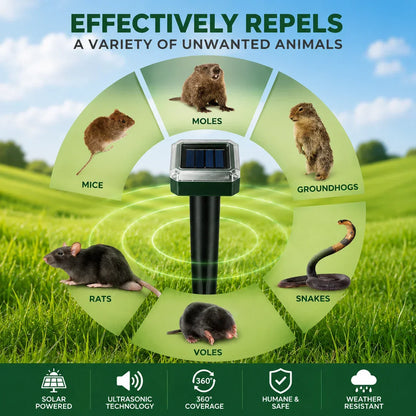 Solar Powered Waterproof Screw Mole Repellent