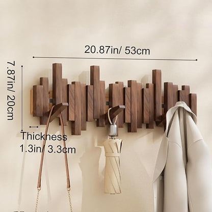 Wall-mounted wooden coat rack 🎹Piano key style design
