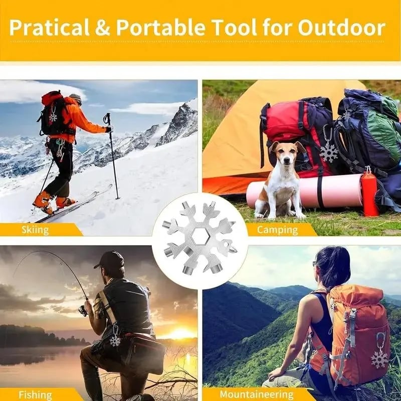 18-in-1 Snowflake Multi-tool Stainless Steel Portable Wrench