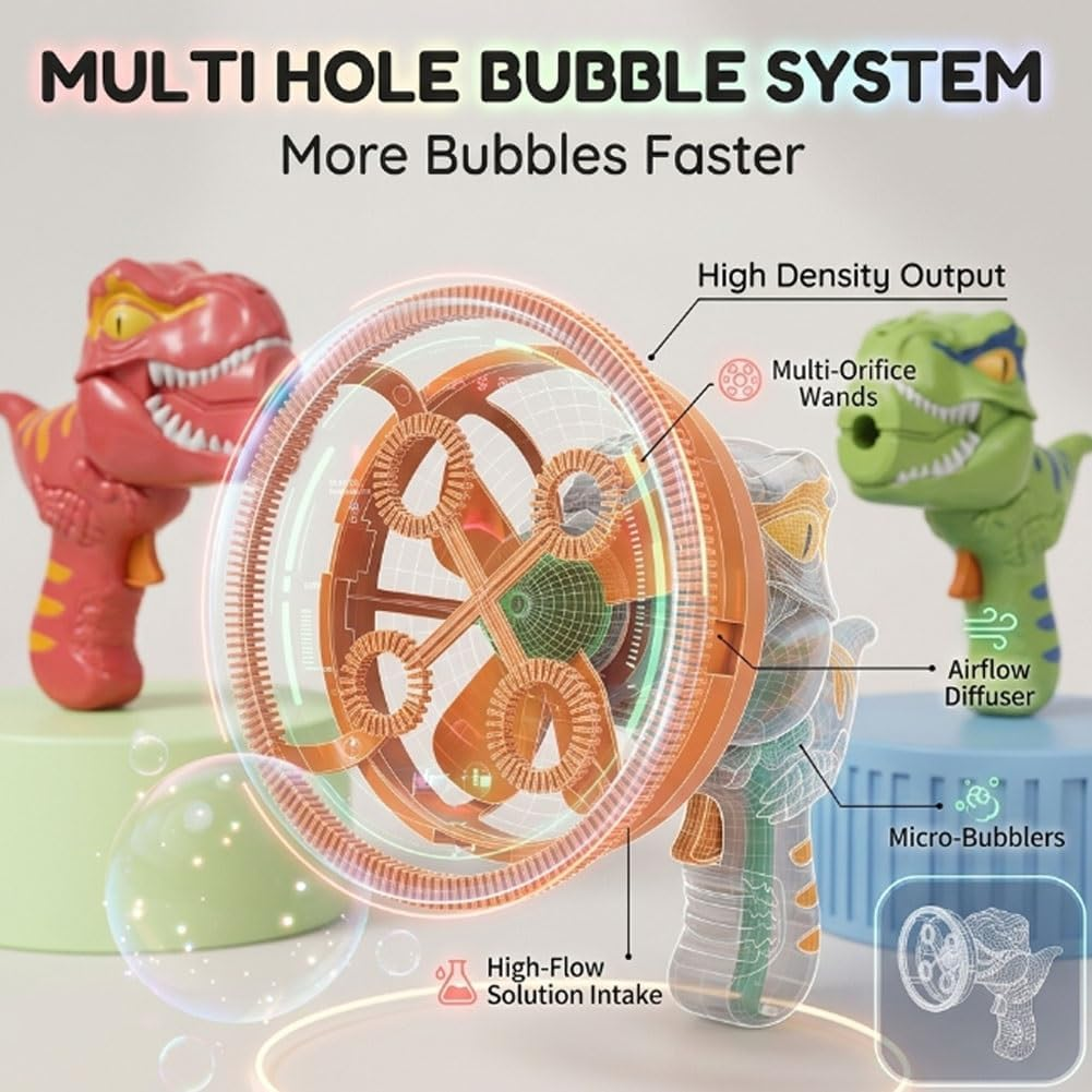 Dinosaur Bubble Gun for Summer Outdoor Play