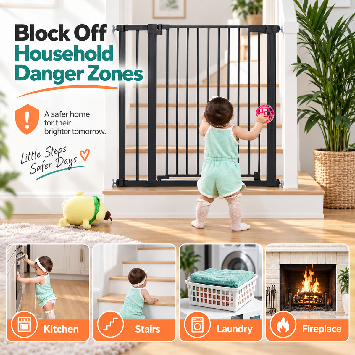 36" Extra Tall Baby & Pet Safety Gate – Auto-Close, Double Lock & Adjustable 29.5"–48.8"