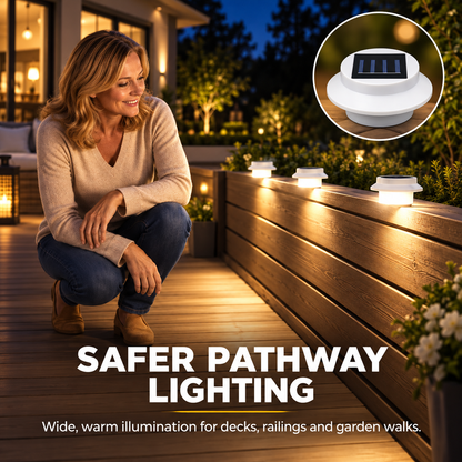 Solar Fence Lights – Waterproof Dusk-to-Dawn Outdoor Lights for Deck, Garden & Railing 3-Pack