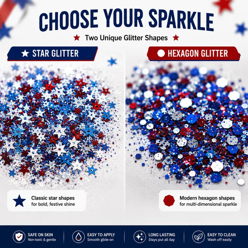 4th of July Glitter Stick – Red, White & Blue Body & Hair Sparkle
