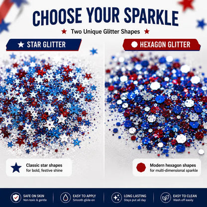 4th of July Glitter Stick – Red, White & Blue Body & Hair Sparkle