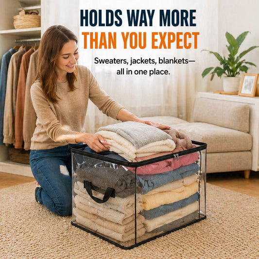 Large Heavy-Duty Thick Plastic Clear Storage Bag for Clothes, Moving & Storage