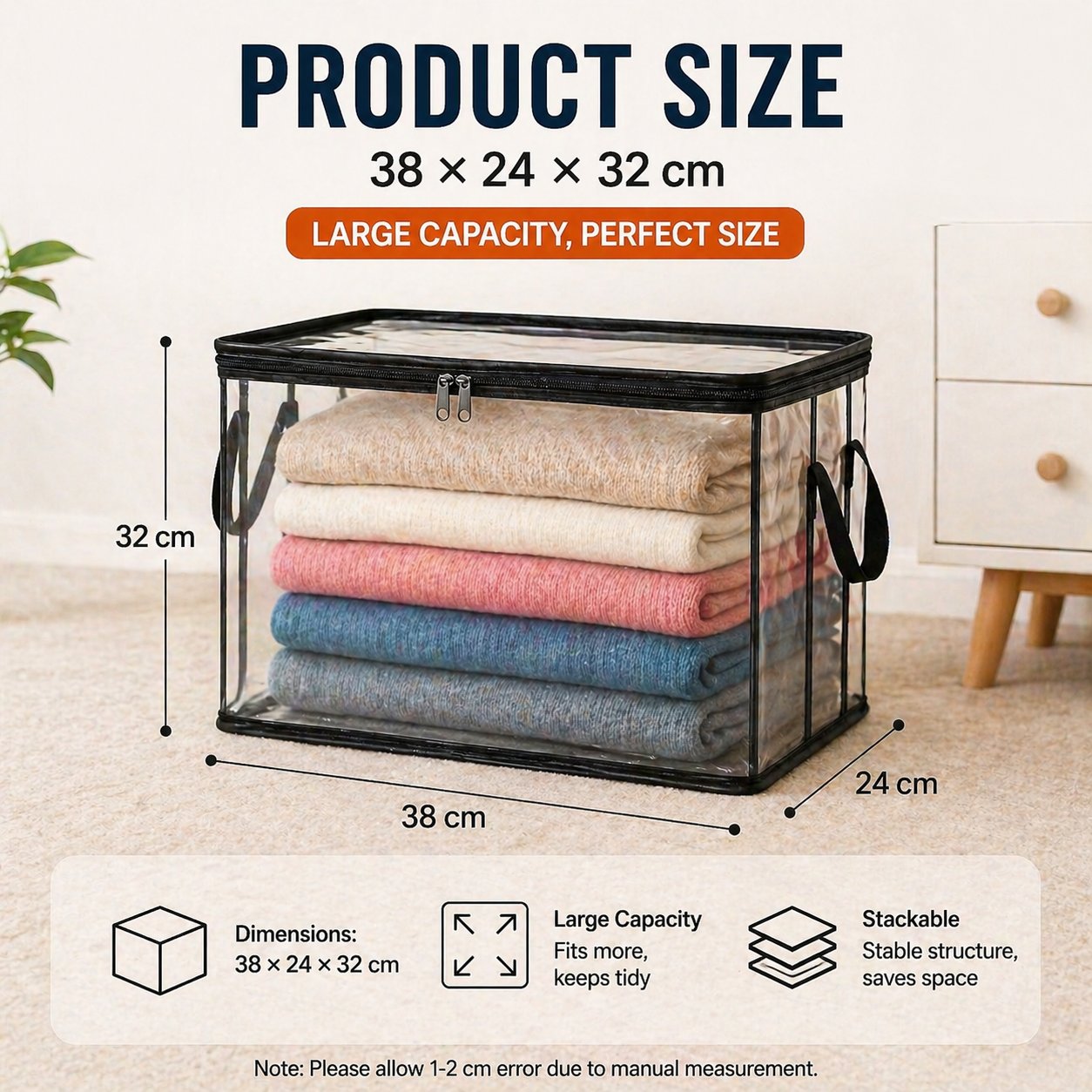 Large Heavy-Duty Thick Plastic Clear Storage Bag for Clothes, Moving & Storage