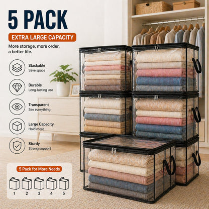 Large Heavy-Duty Thick Plastic Clear Storage Bag for Clothes, Moving & Storage