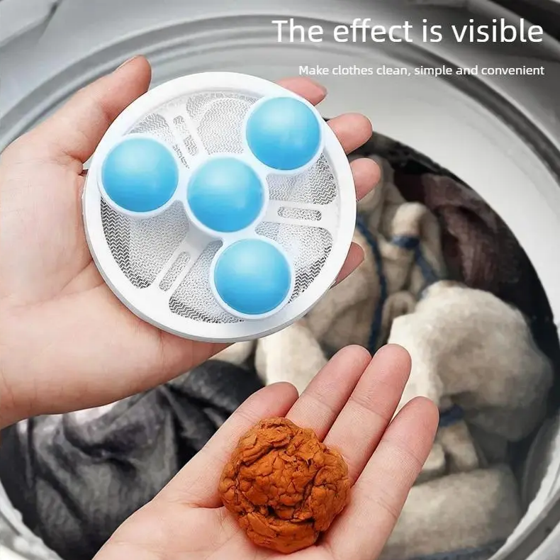 Washing machine filter bag hair remover