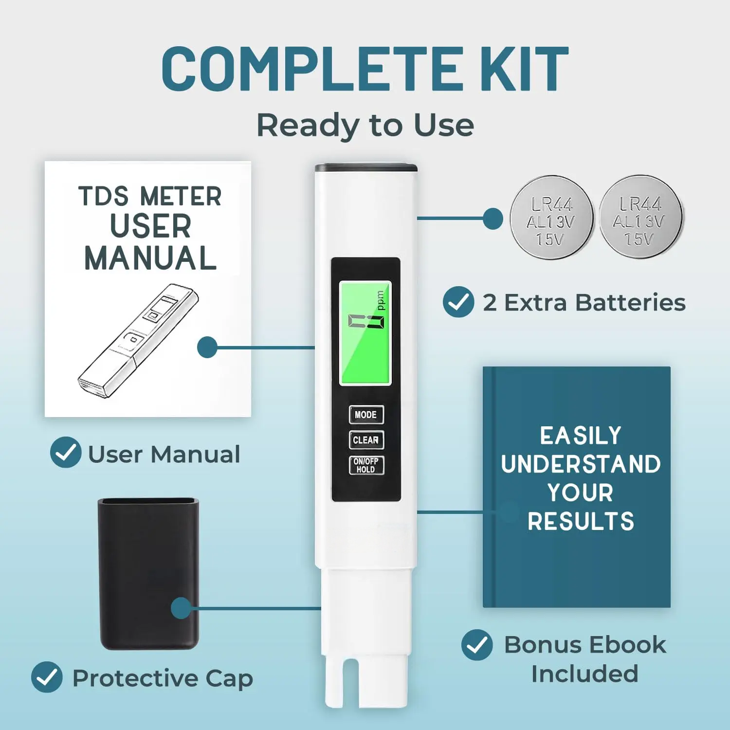 4-in-1 TDS Meter – Digital Water Tester for Drinking Water, Aquariums & Pools