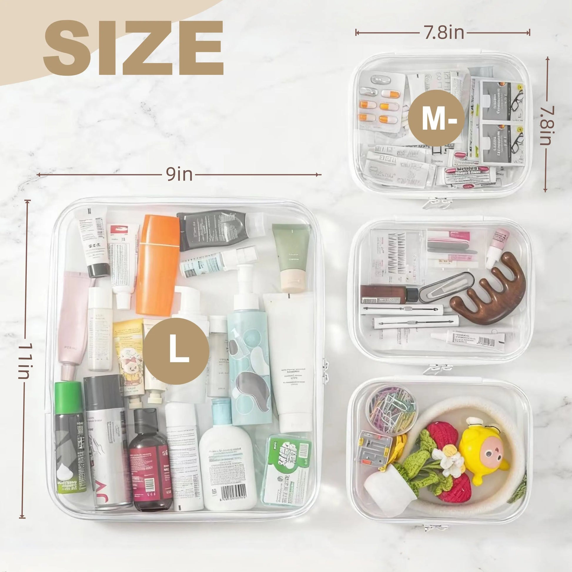Portable Clear PVC Hard Zipper Organizer Box for Multi‑Purpose Storage