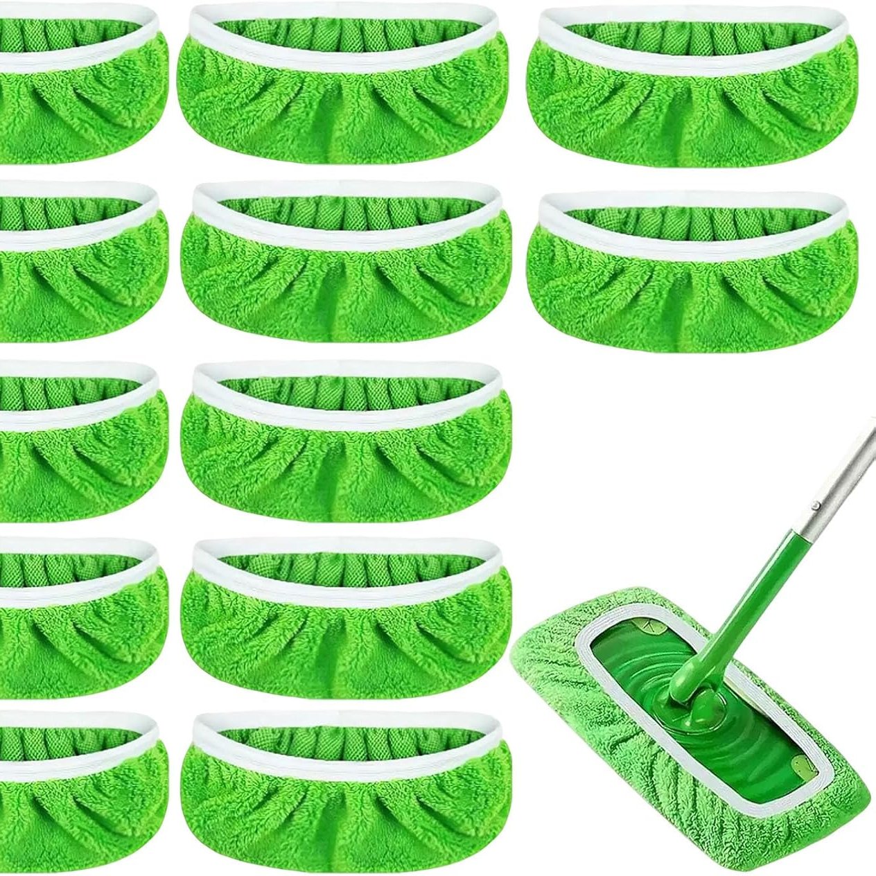 8 pcs Reusable Microfiber Mop Pads for Flat Mop – Wet & Dry Cleaning Refills