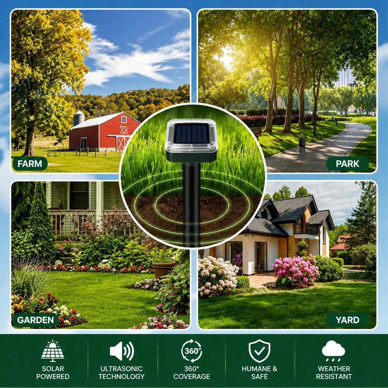 Solar Powered Waterproof Screw Mole Repellent